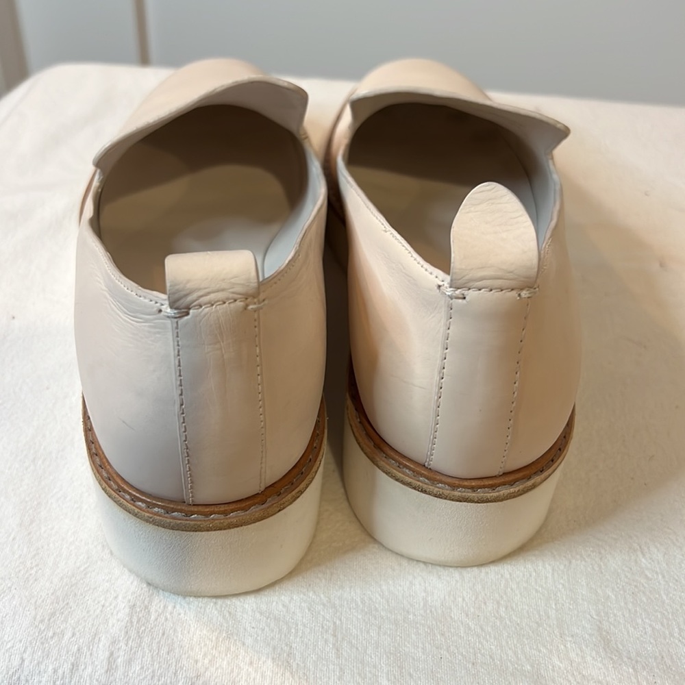 Vince loafers cream color with leather detail and white sole, size 7. - Picture 2 of 8